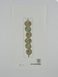 Olives Bookmark needlepoint canvas by Misty Morrow, 18 mesh, 1.5 x 6.5 inches, on white background