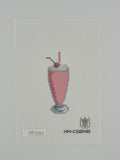 strawberry milkshake needlepoint canvas by misty morrow on 18 mesh 1.5" x4" lying flat on white background