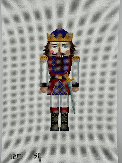 susan roberts king I nutcracker canvas, 18 mesh, 6.5" high lying flat on white background