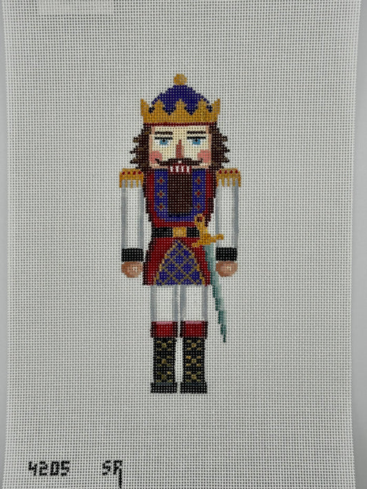 susan roberts king I nutcracker canvas, 18 mesh, 6.5" high lying flat on white background