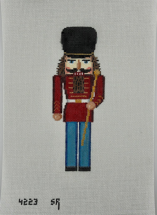 susan roberts band major nutcracker canvas, 18 mesh, 6.5" high lying flat on white background
