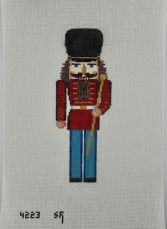 susan roberts band major nutcracker canvas, 18 mesh, 6.5" high lying flat on white background