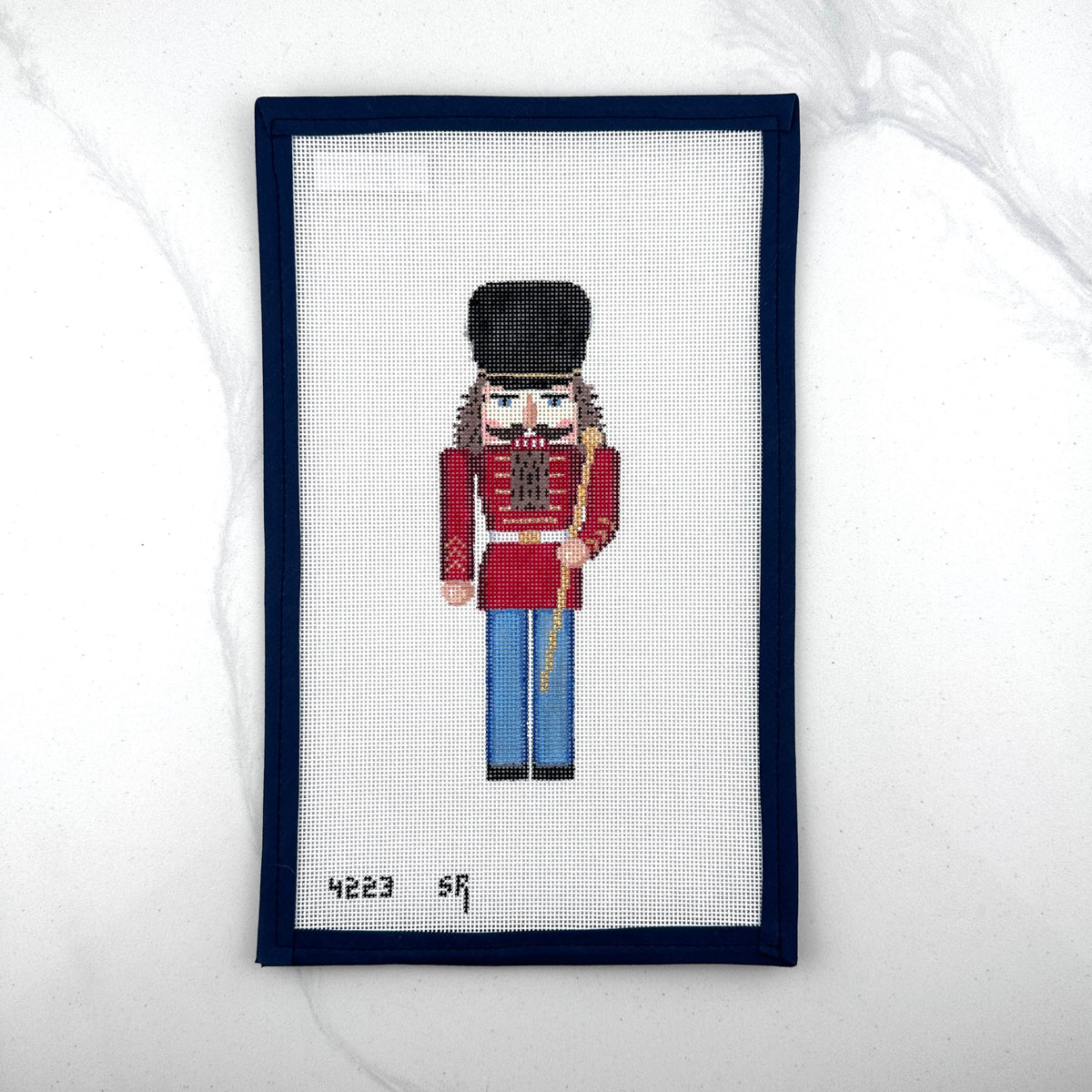 susan roberts band major nutcracker canvas, 18 mesh, 6.5" high lying flat on white background